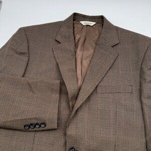Pronto Uomo 100% Wool Sport Coat Suit Jacket Size 42 Regular Lined Brown Tweed